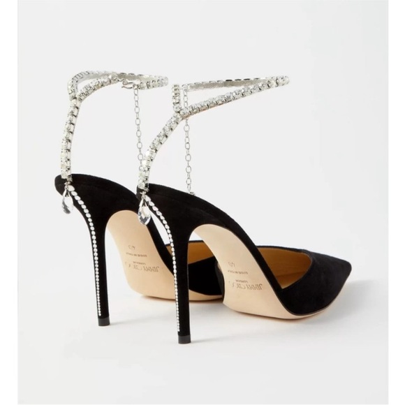 Jimmy Choo Saeda crystal suede heels - Picture 3 of 10